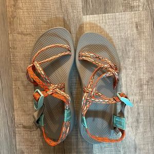 Chacos! WOMEN'S Z/CLOUD X size 8 grey teal and orange without toe loop